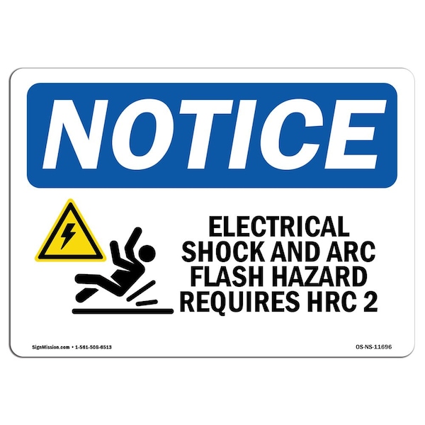 OSHA Notice Sign, 3.5" H, Electrical Shock And ARC Flash Sign With Symbol, Landscape, 10PK